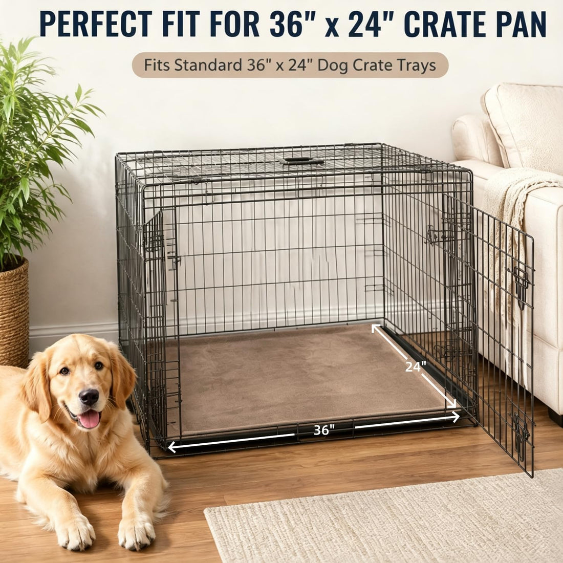 Dog Crate Pan Cover Washable Dog Bed Liner 36x24 Inch