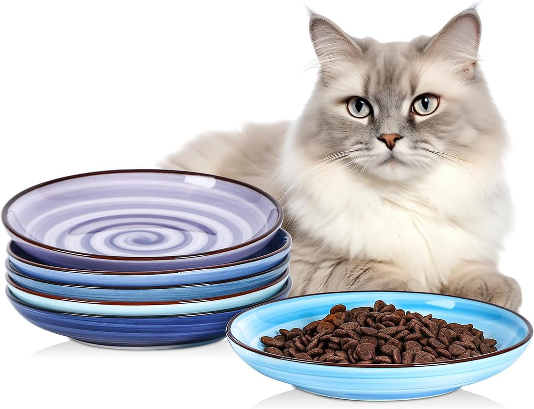 Selamica 6 Inch Ceramic Cat Bowls, Set of 6
