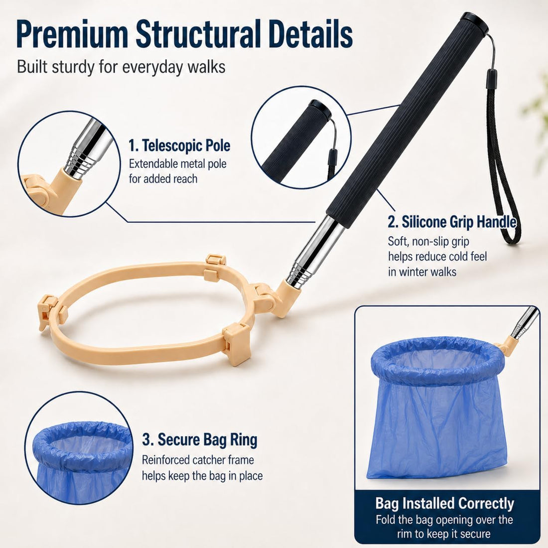 Pooper Scooper for Dogs, Hands-Free Pet Waste Pickup Tool