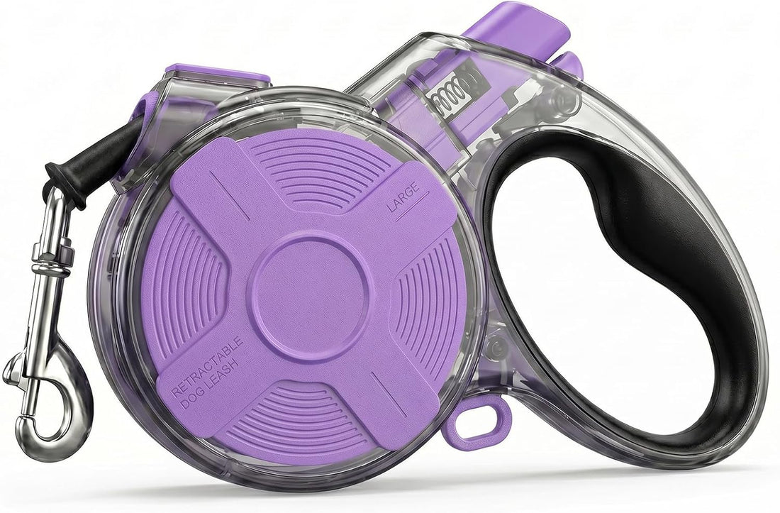 16 ft Retractable Dog Leash, Transparent Design, Up to 110 lbs