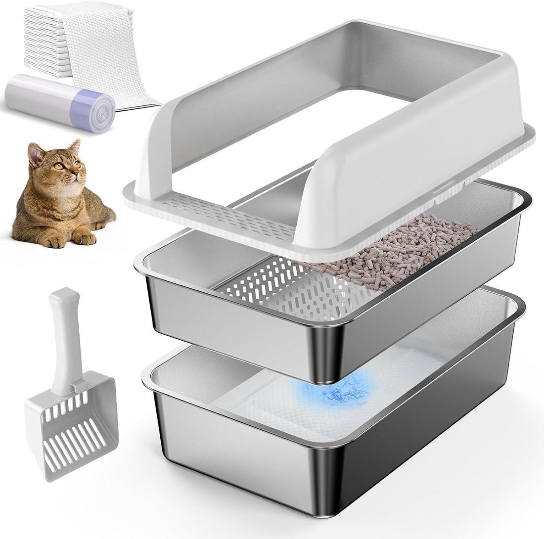 23.6''x16''x12'' Enclosed Stainless Steel Litter Box with Lid