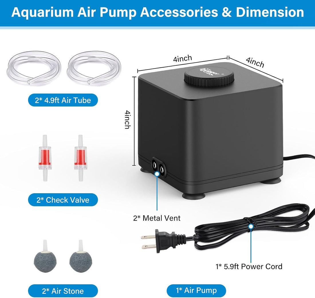 hygger Aquarium Air Pump, Quiet Adjustable Fish Tank Air Pump