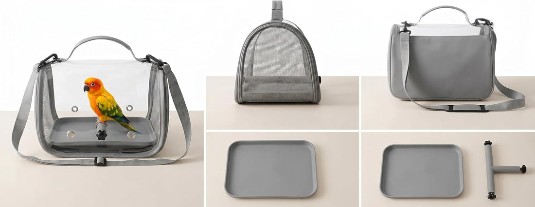 Portable Bird Travel Carrier with Transparent Front & Breathable Mesh