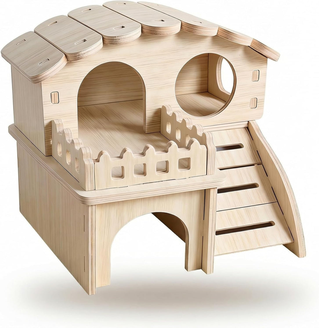 Multi-Chamber Wooden Hamster Hideout, House and Cage Accessory