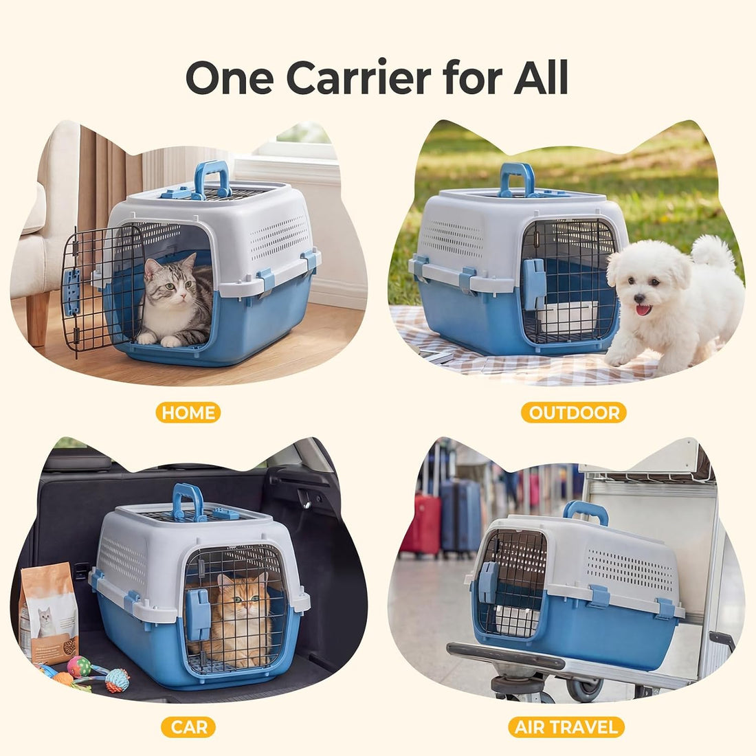 NEWBULIG 23" Hard-Sided Dog Carrier for Small Dogs & Cats