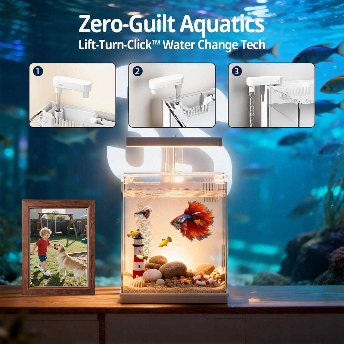AQUASMITH Betta Fish Tank, 2 Gallon Aquarium Kit