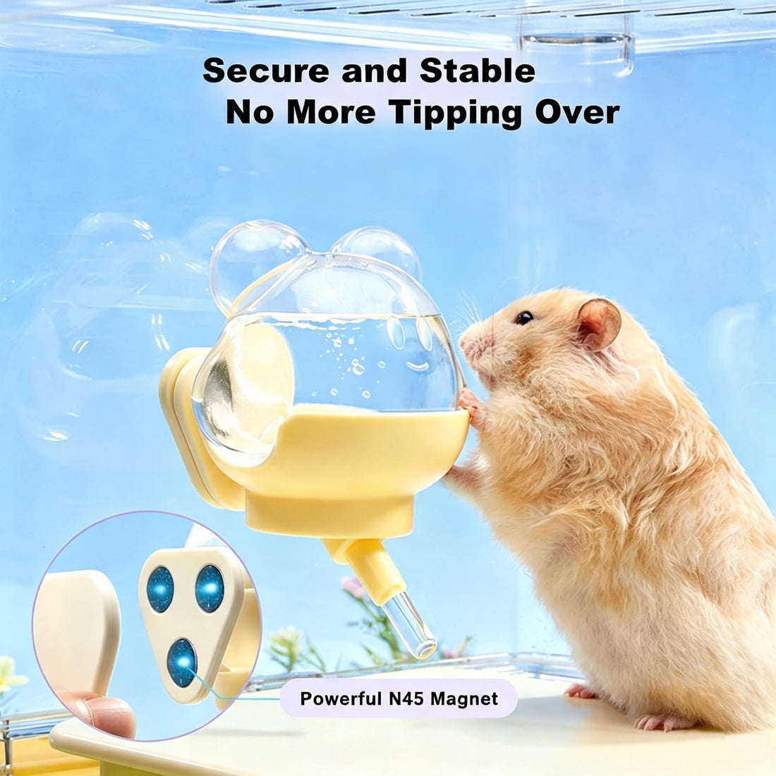 Hamster Water Bottle, 8 oz Small Animal Water Dispenser, Pink