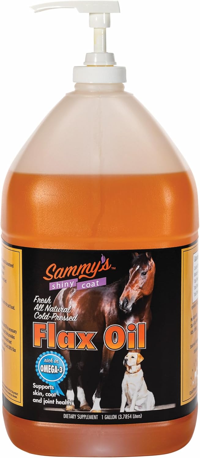 Sammy's Shiny Coat Flax Oil for Horses, Pure Flaxseed Oil for Horse