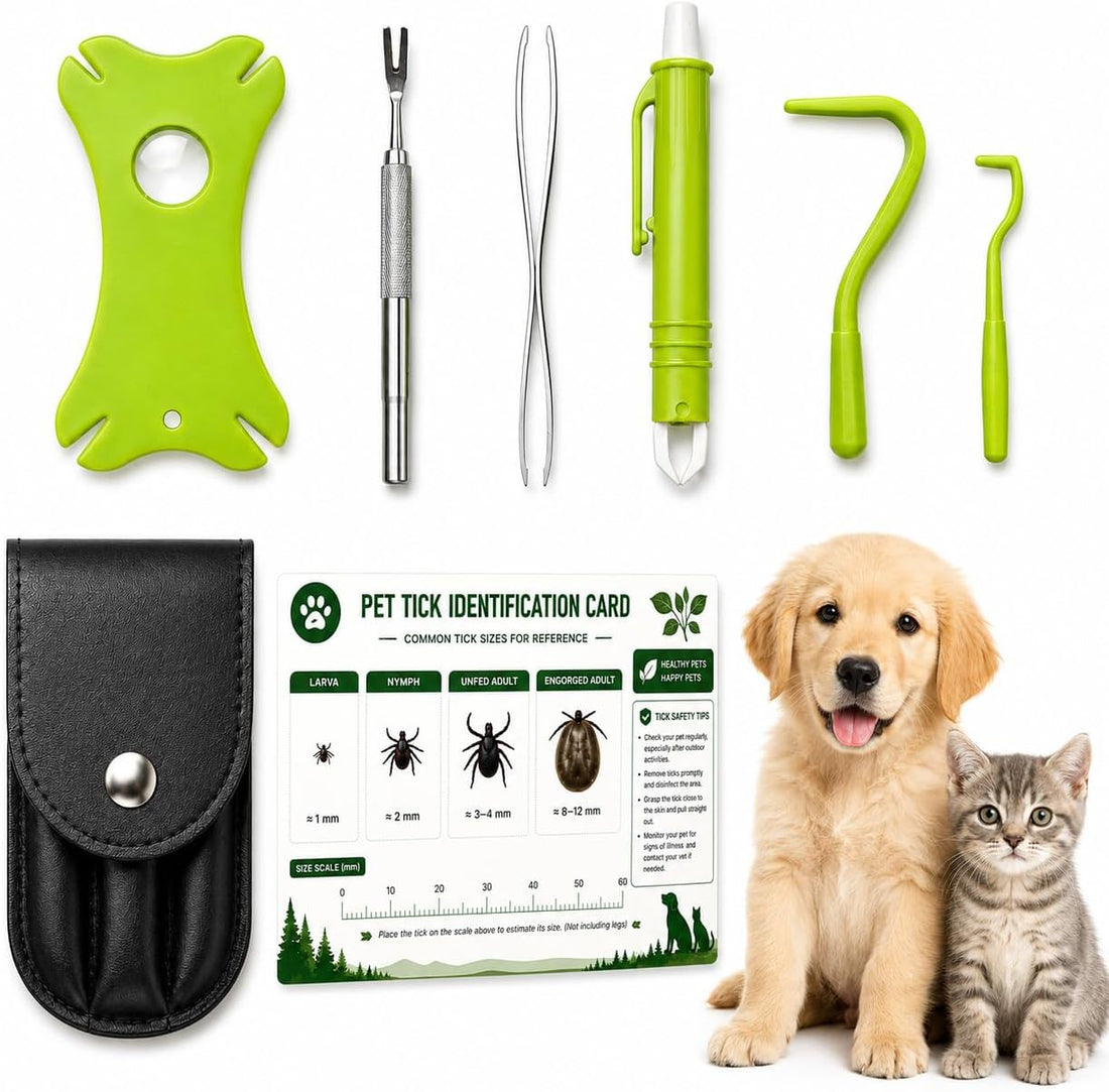 Tick Removal Tool Kit 8-in-1 with Storage Box for Dogs and Cats