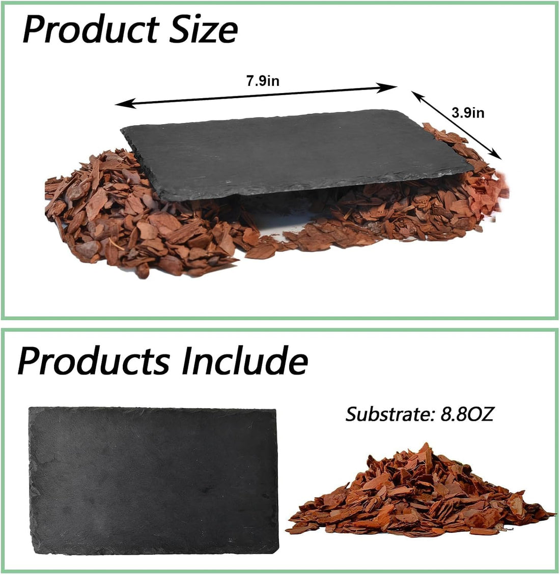 Bearded Dragon Basking Platform Rock Slate with Bark Substrate,M