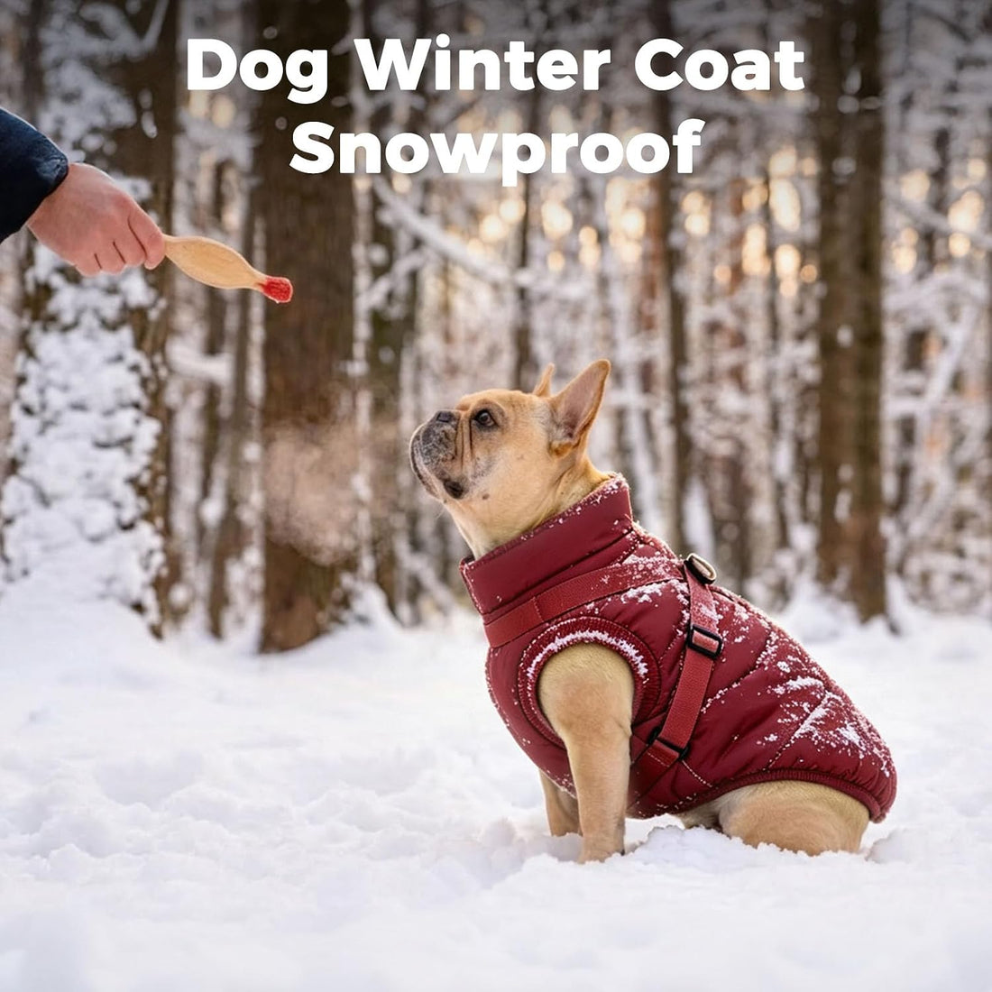 JoyDaog Dog Jacket with Harness,Puppy Coat for Small Dogs,Red XS