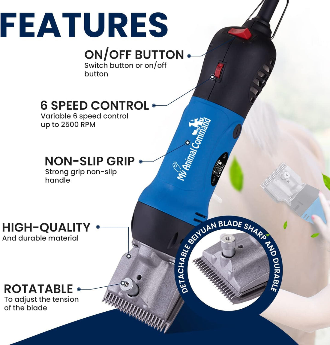 My Animal Command Professional Horse Clippers Kit Heavy Duty 110V 400W