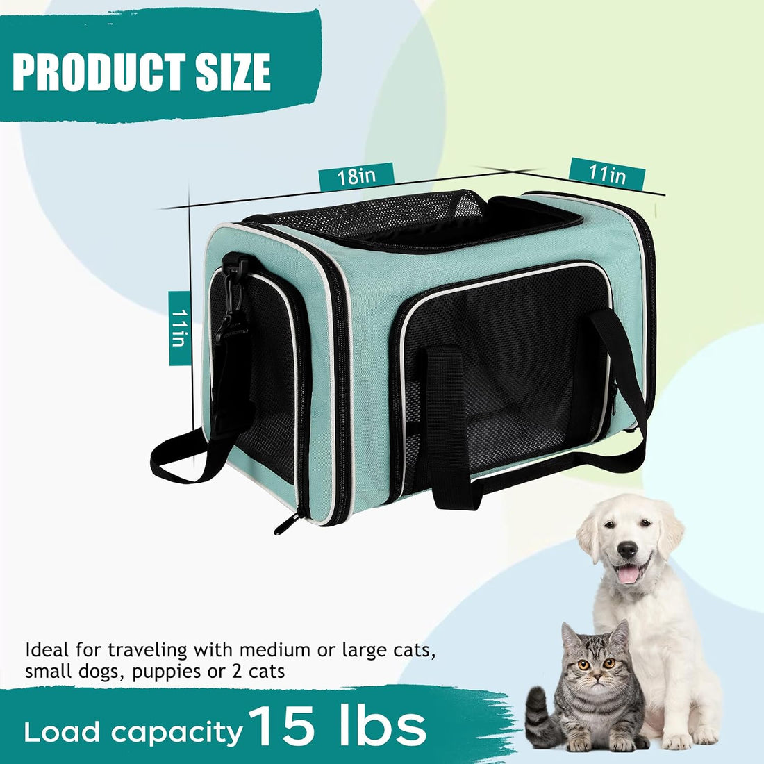 Cat, Dog Carrier for Small Medium Pet Carriers Up to15Lbs