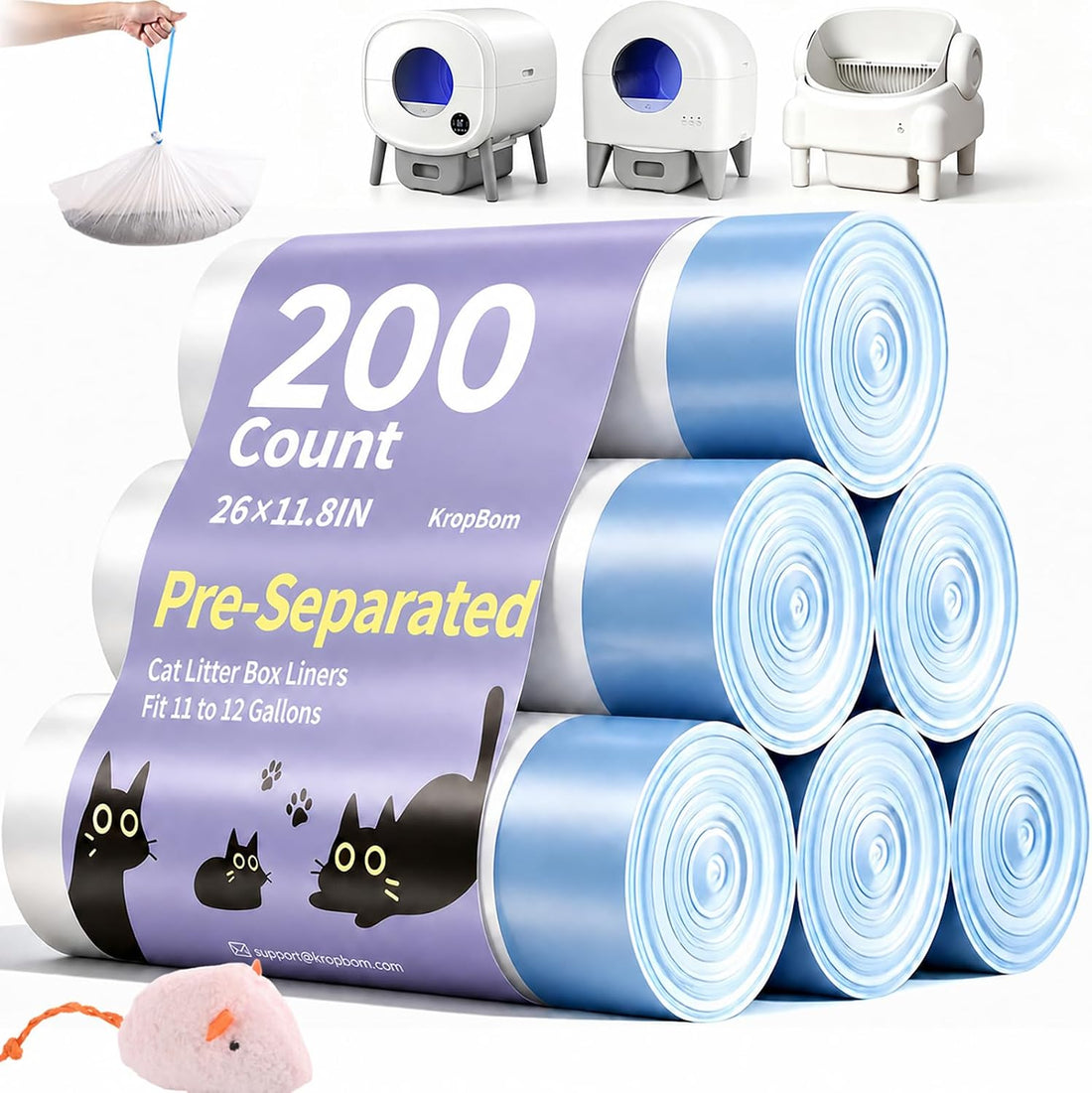 66 Count 26"x11.8" Cat Litter Box Bags Liners for Automatic Cat