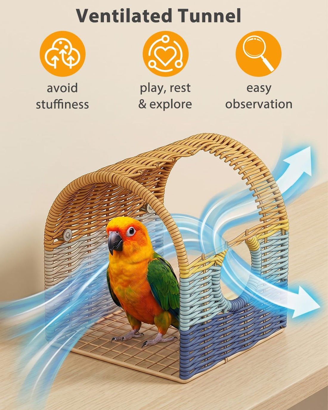 Spacious Bird Play Tent with Peek Hole, Parrot Hammock Hut