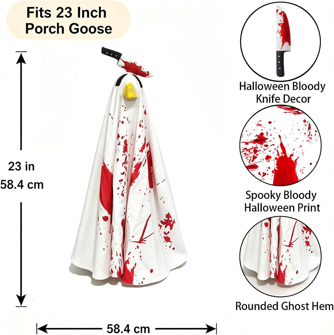 Halloween Porch Goose Outfit Bloody Ghost Pumpkin for Outdoor Lawn