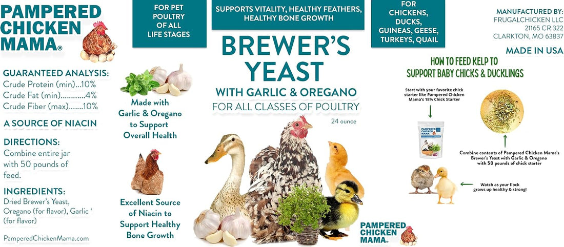 Brewer's Yeast for Ducks & Chickens with Garlic & Dried Oregano