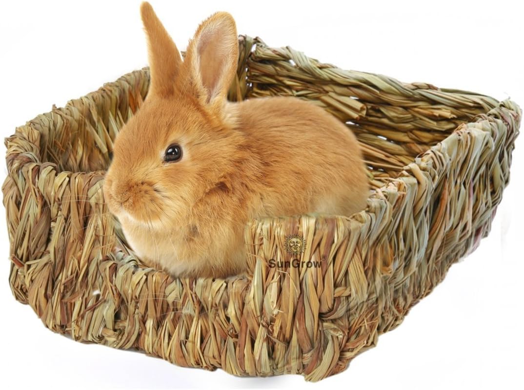 SunGrow Portable Grass Bed for Rabbits, Handmade and Washable Basket