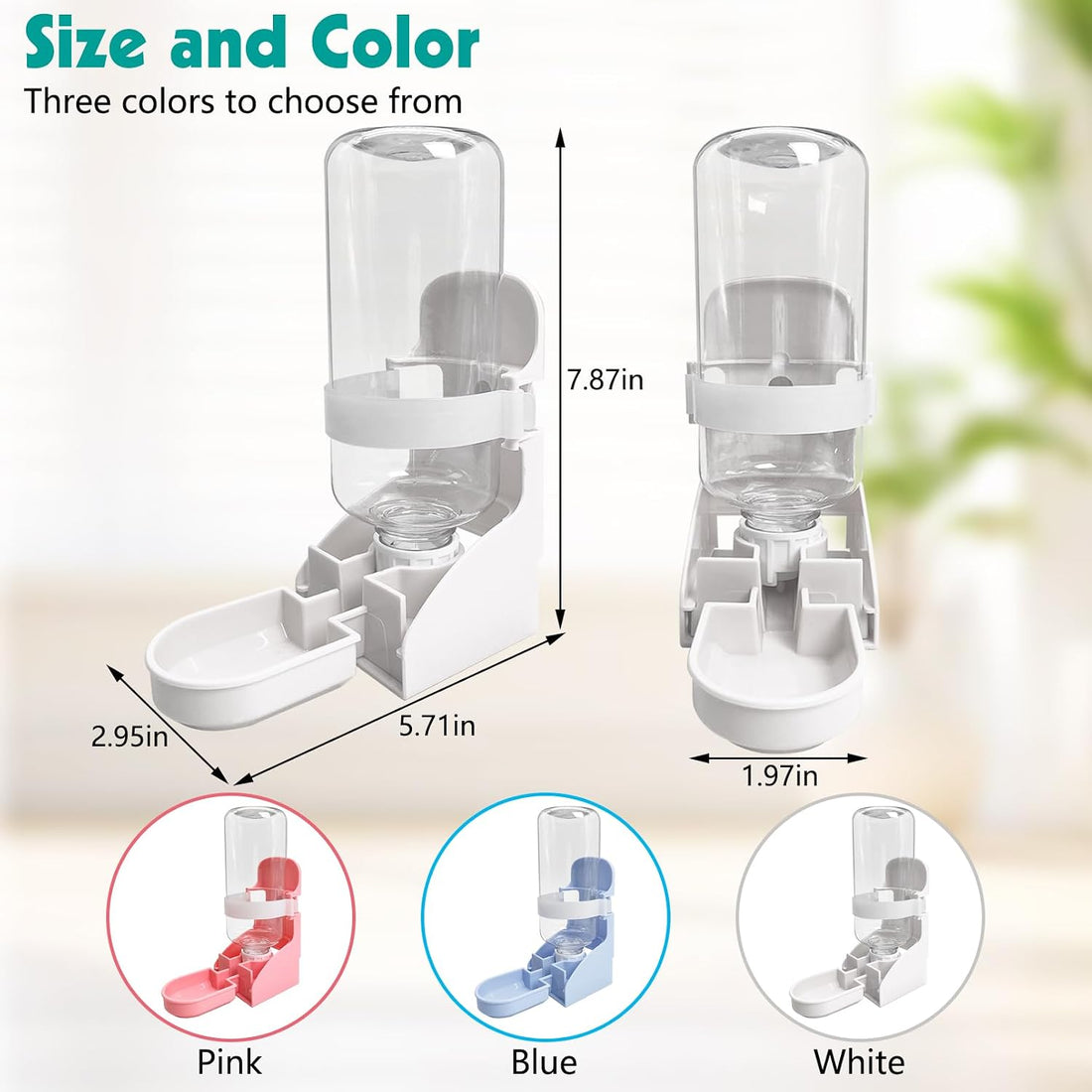 kathson Rabbit Water Bottle, 17oz Hanging Water Fountain Automatic