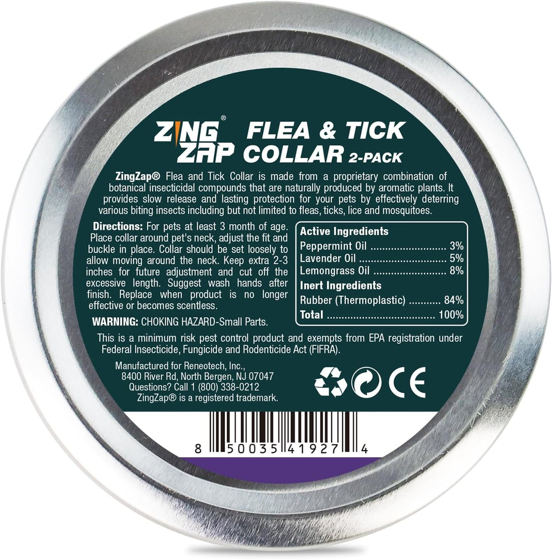 ZingZap Flea & Tick Collar Plant Powered Purple 2-Pack