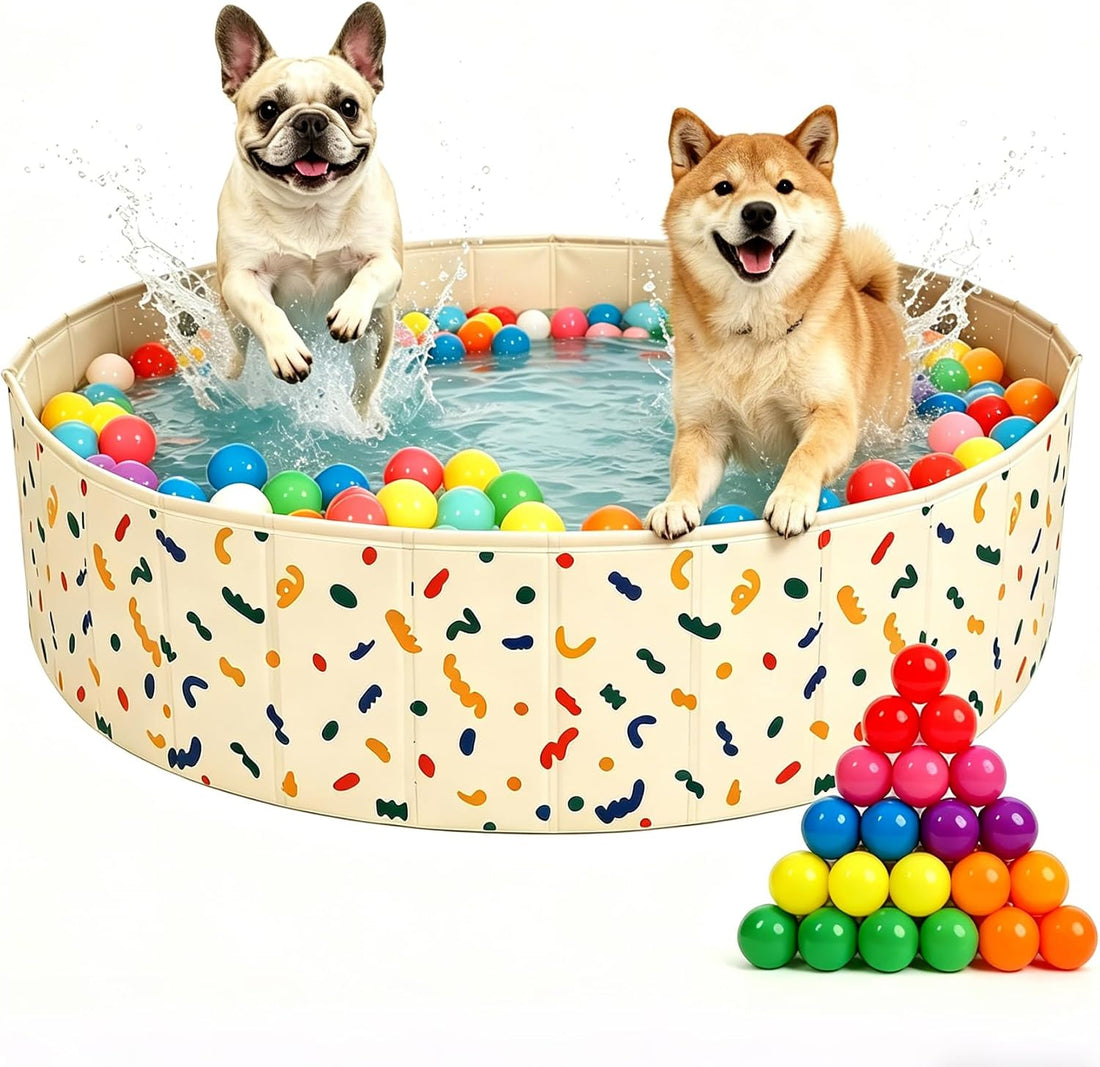 Foldable Dog Ball Pit with 64 Balls Included & Dog Pool 2-in-1