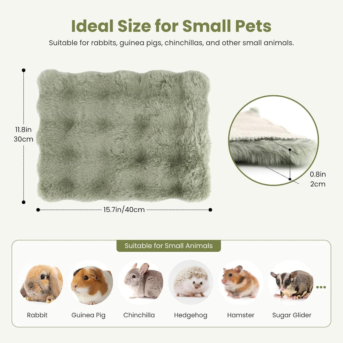 2 Pack Rabbit Mat, Soft Plush Bunny Bedding with Non-Slip Bottom