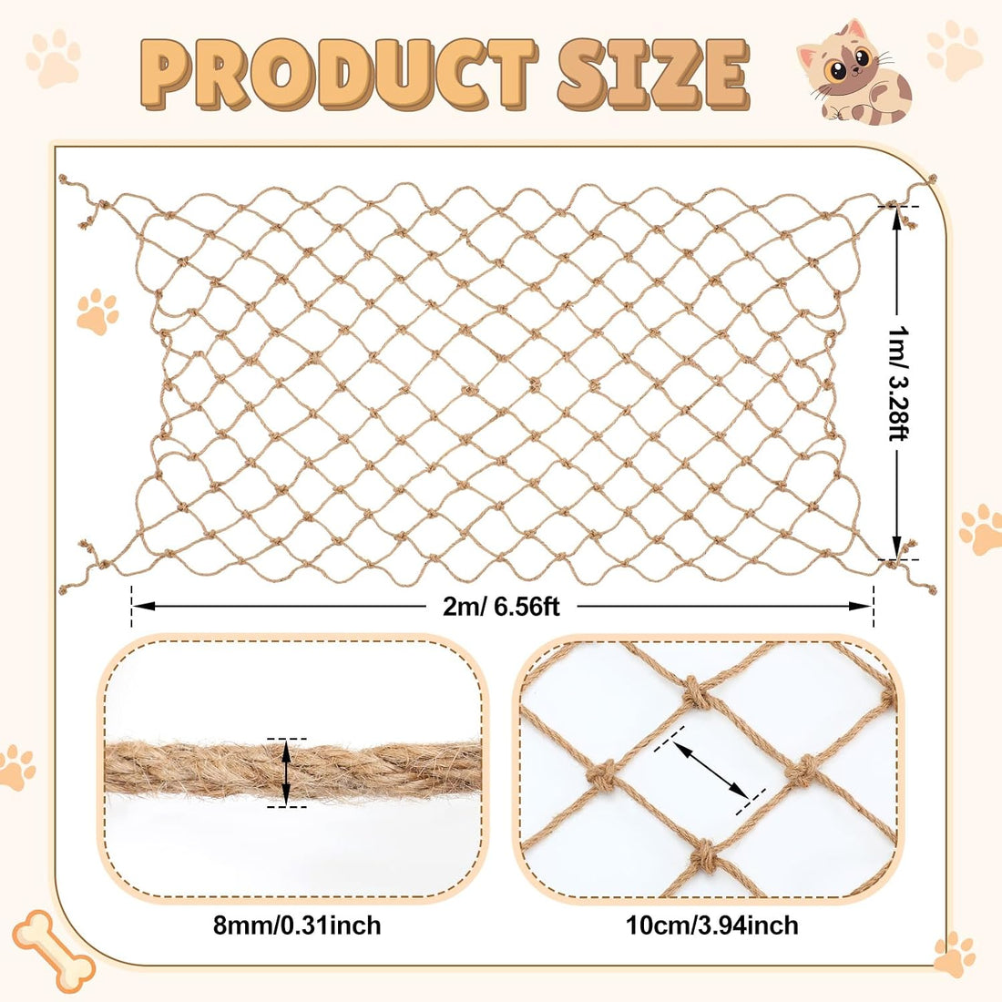 Cat Climbing Hemp Rope Net, Safety Jute Net Climbing Toys