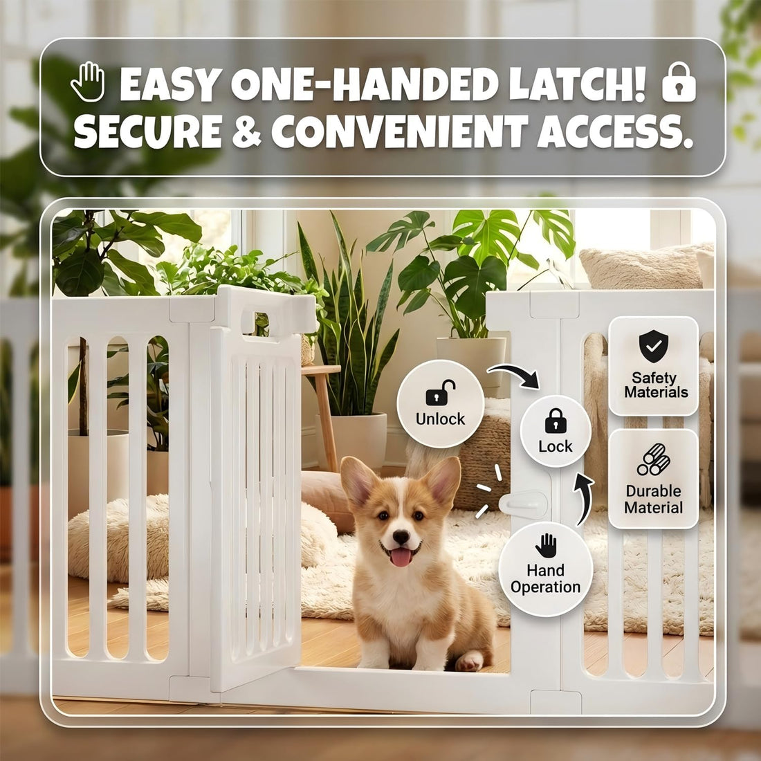 Dog Playpen with Door, Portable Large Puppy Playpen for Indoor