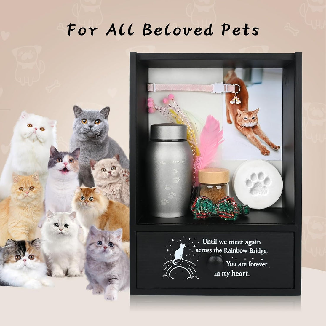 Pet Memorial Shadow Box Keepsake 9.2x13 Cat Memorial Gifts for Loss