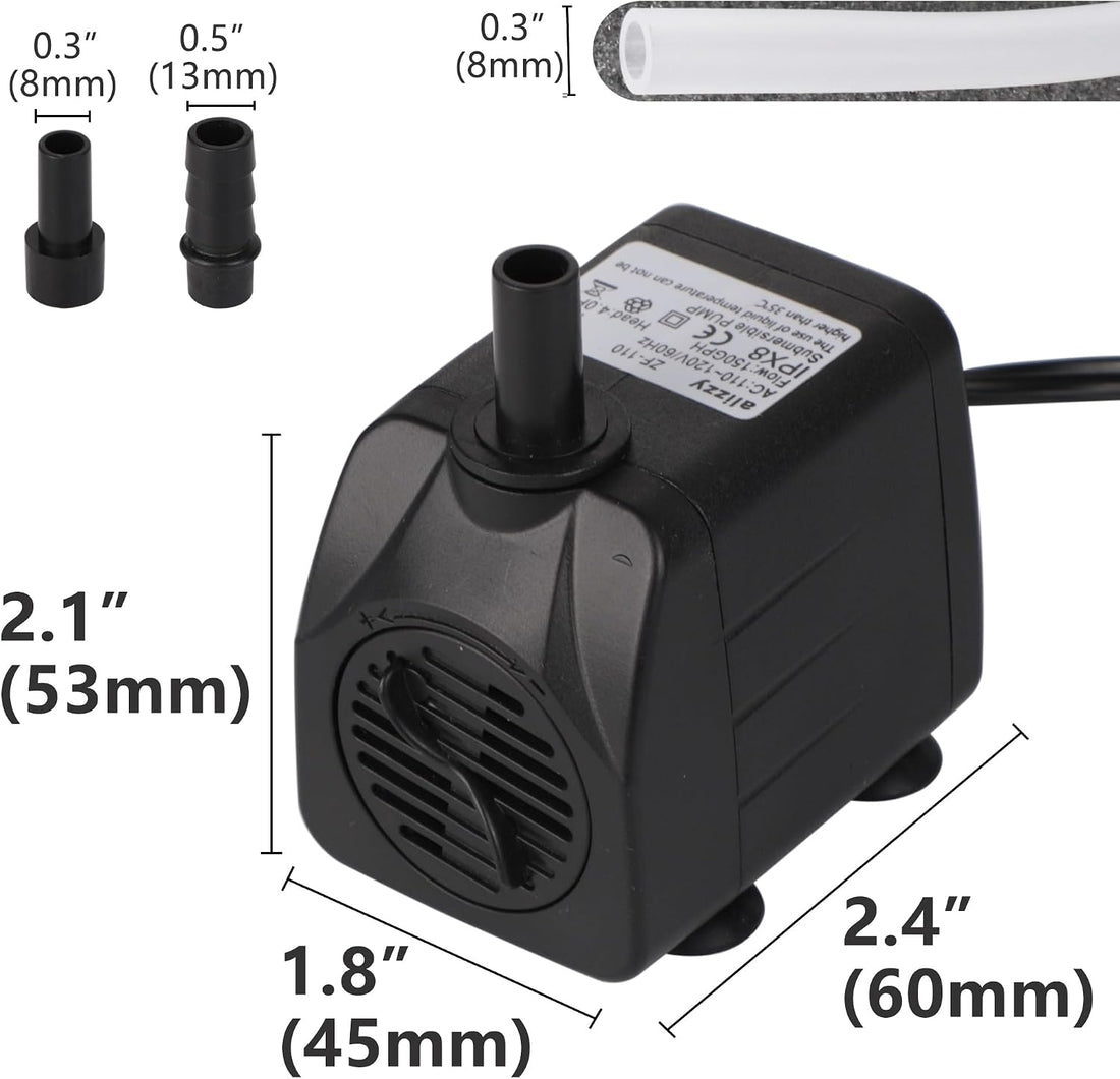 alizzy 150 GPH Small Fountain Pump, Durable Submersible Water Pump