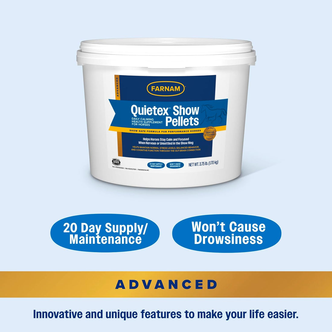 Farnam Quietex Show Pellets, Horse Calming Supplement, 3.75 lb