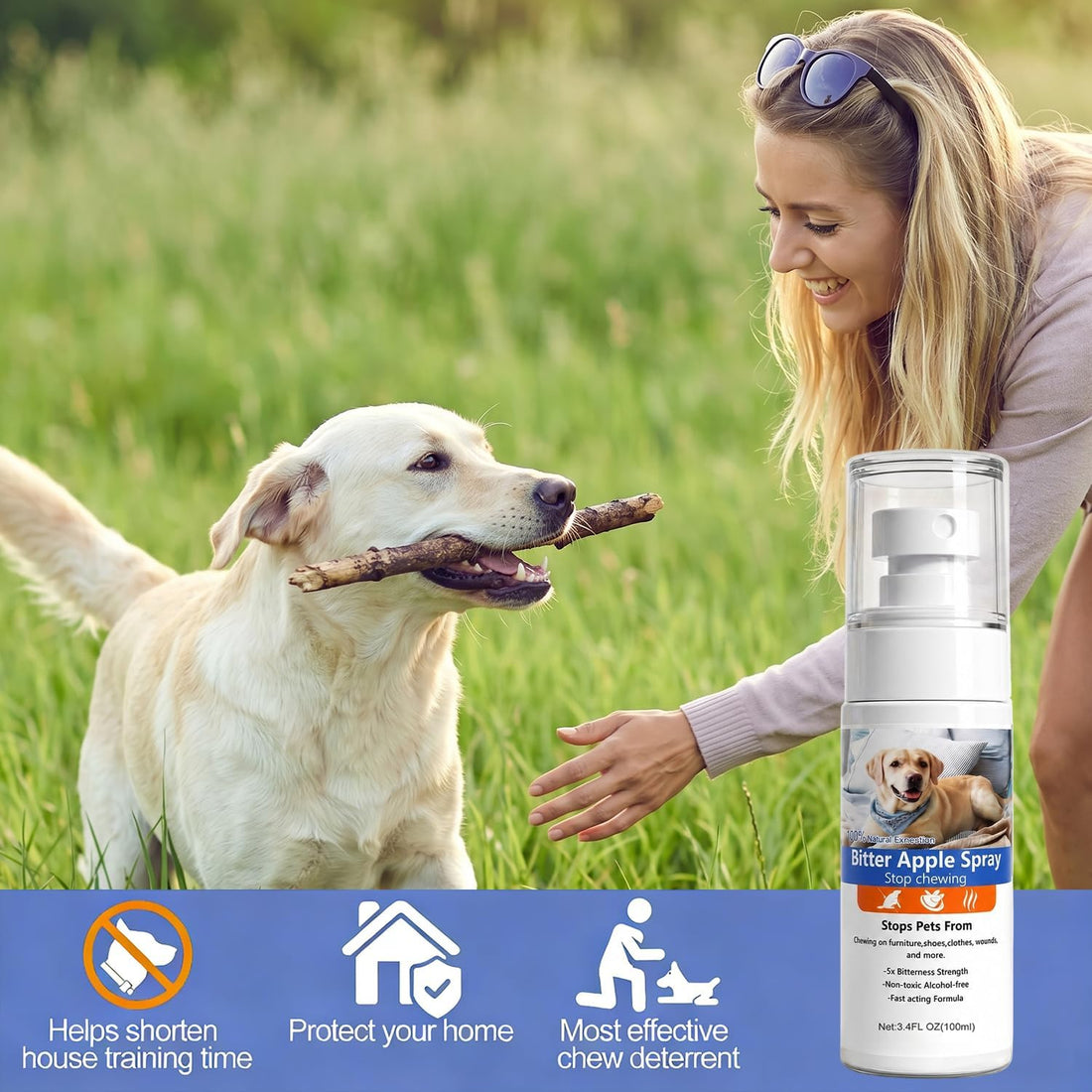 2 Bottles Bitter Apple Spray for Dogs – No Chew Spray for Dogs