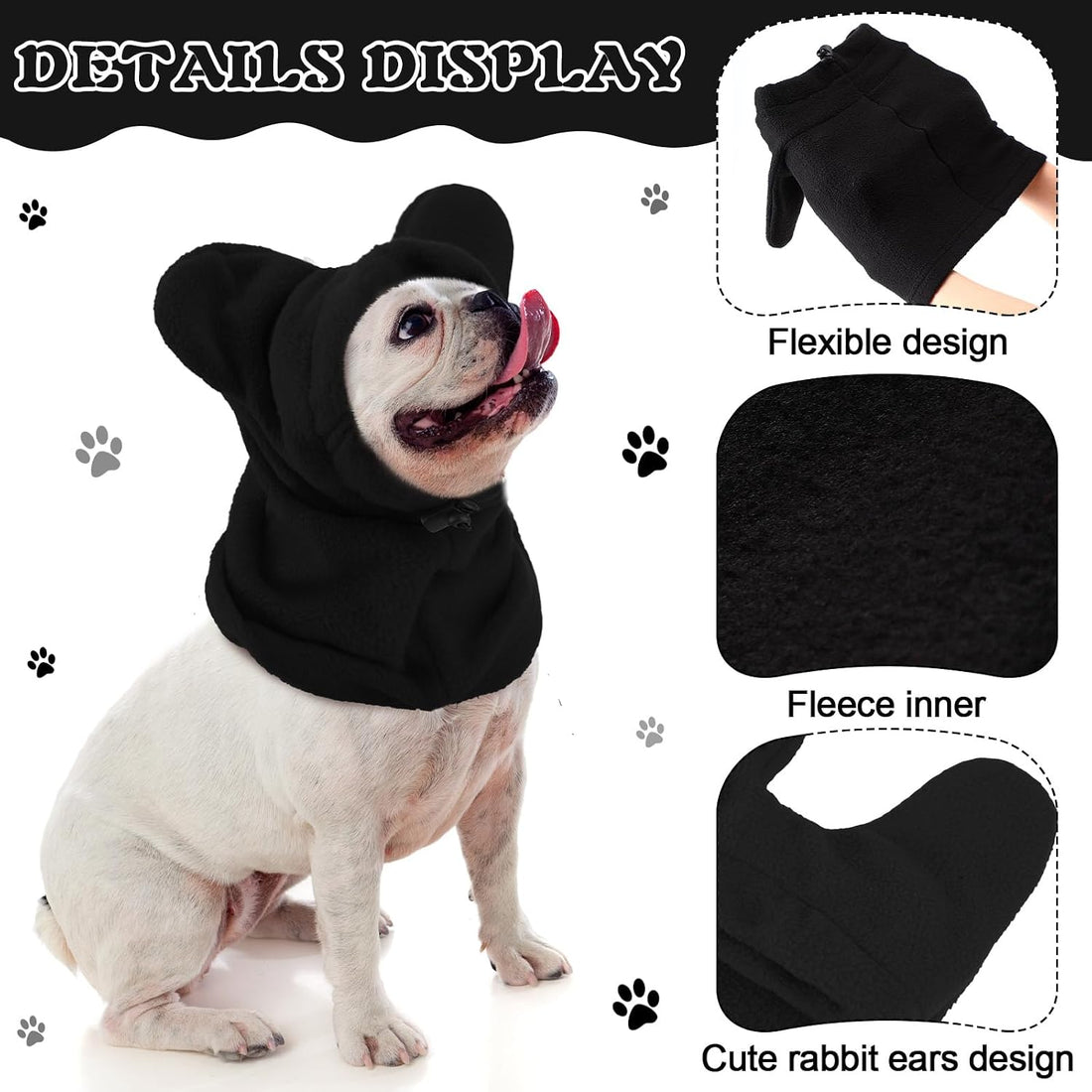 Winter Dog Hat Ear Muffs Pet Neck Warmer Hood with Ears