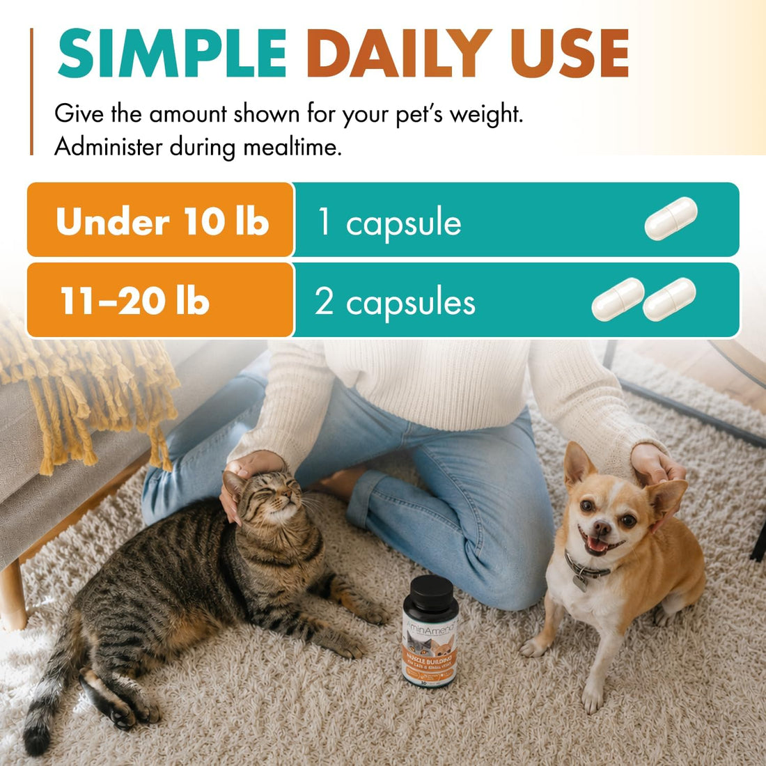 Small Dog & Cat CaHMB Muscle Support Capsules, Vitamin D3, 30 Ct