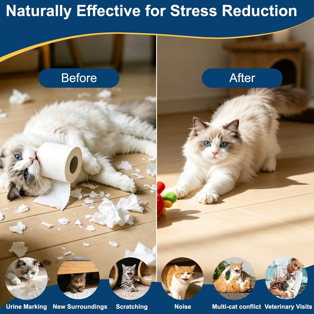 Cat Calming Pheromone Diffuser, Pheromone Plug-In for Stress Relief