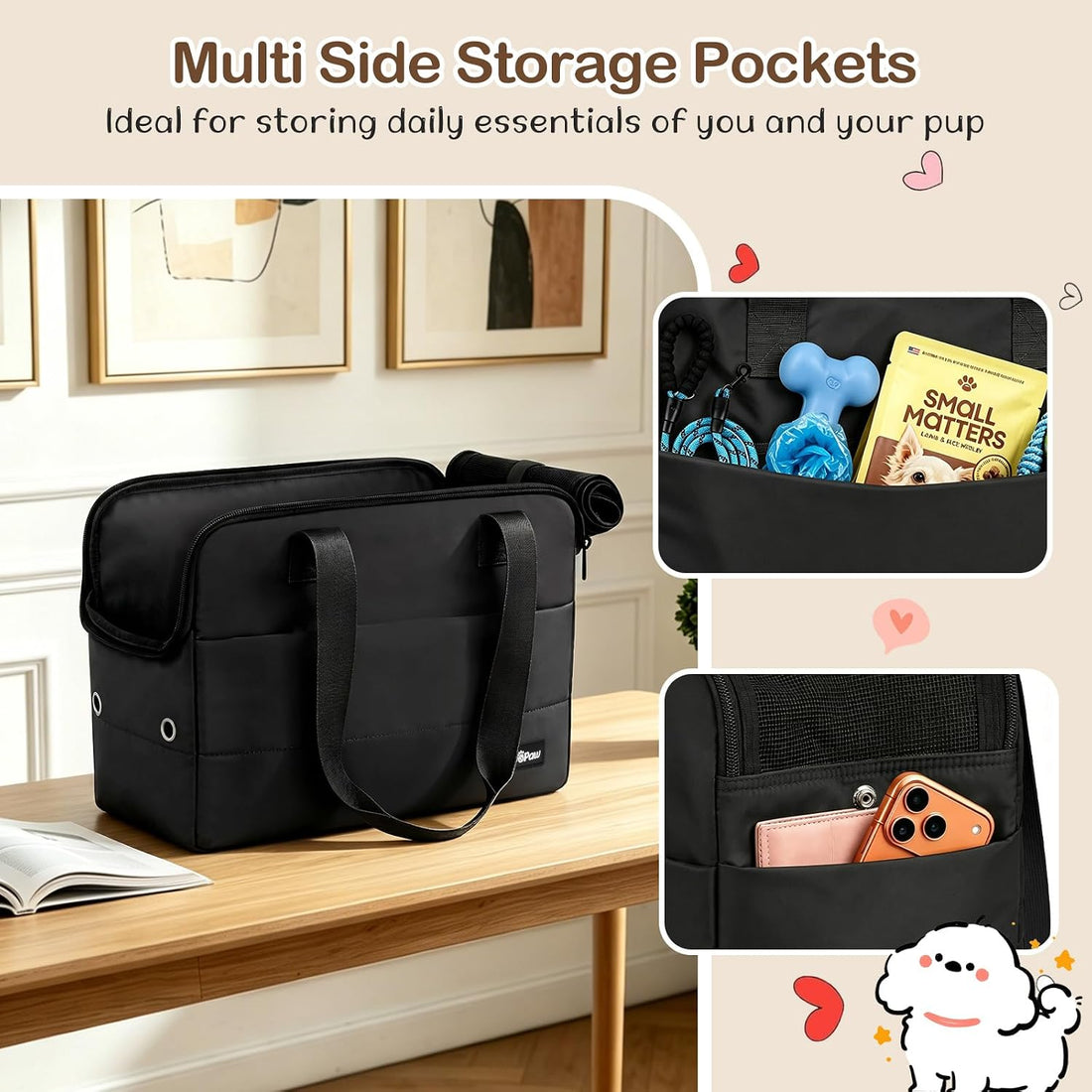 VavoPaw Dog Purse Carrier for Small Dogs,Puppy Travel Tote Bag Up