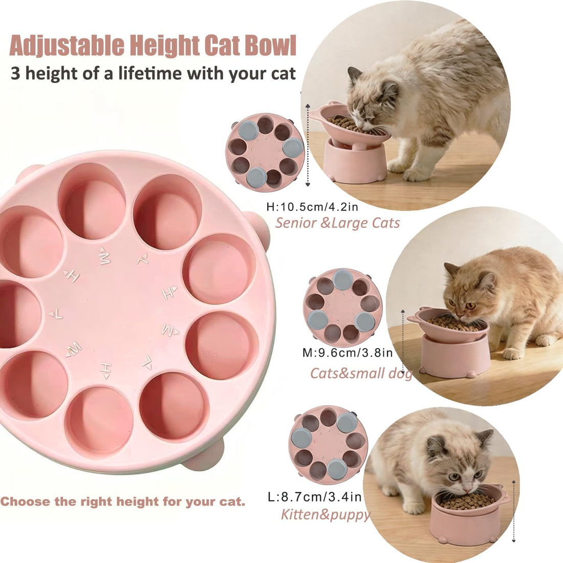 Raised Slow Feeder Cat Bowl, Silicone Elevated Tilted Cat Slow Feeder