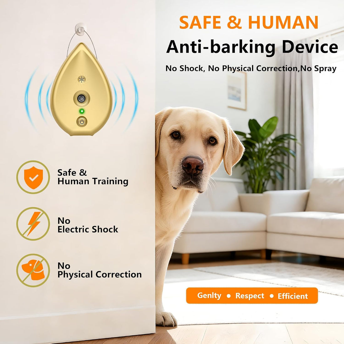 Ultrasonic Anti Barking Device for Dogs, Rechargeable Bark Box, 75ft