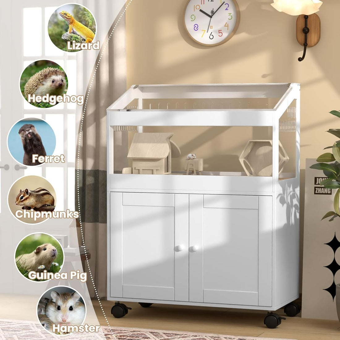 Hamster Cage with Storage Cabinet – Acrylic Panels for 360° Viewing