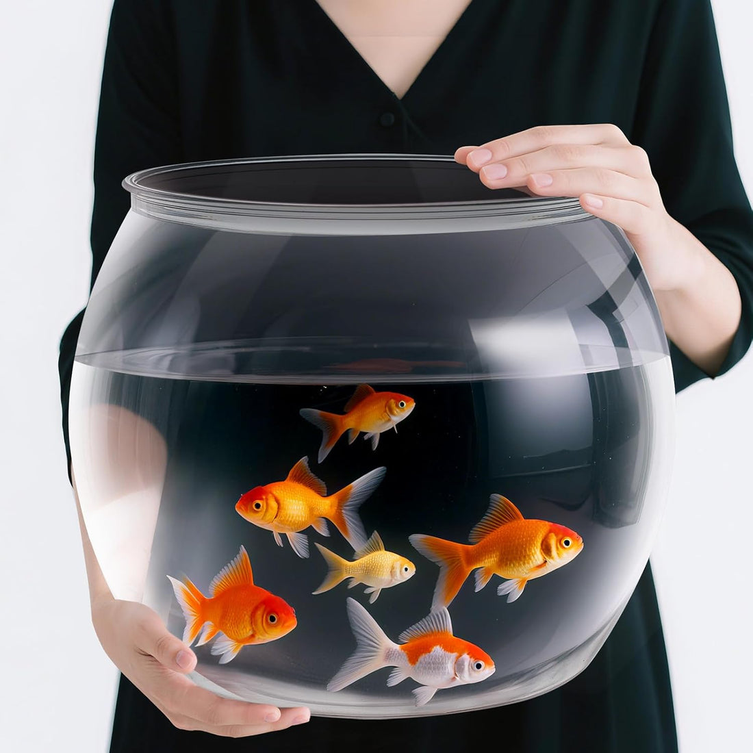 Geelin 1 Gallon Plastic Fishbowl Round Large Clear Shatterproof Tank
