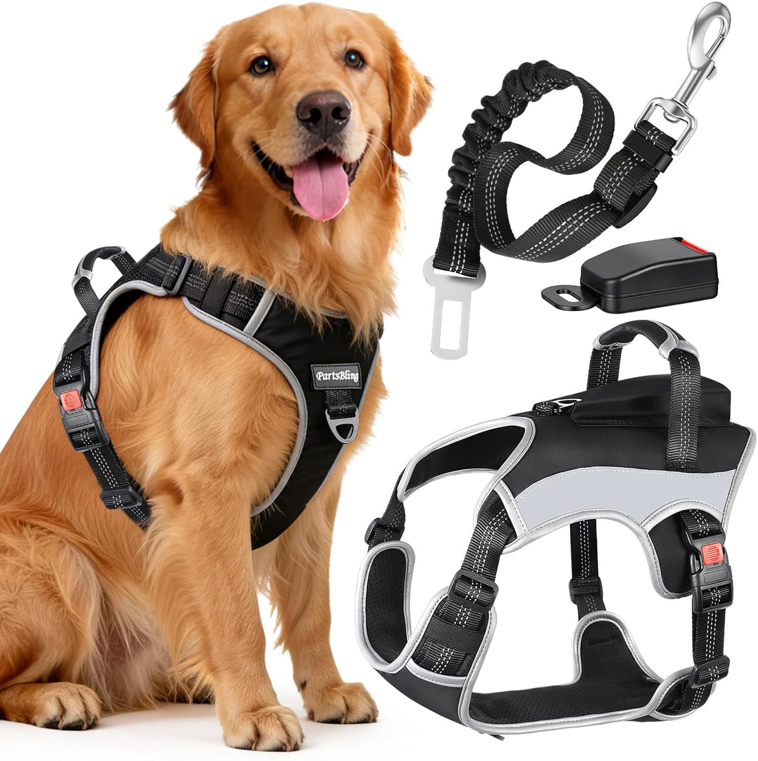 PartsBling Dog Car Harness, Dog Seat Belt Harness for Car