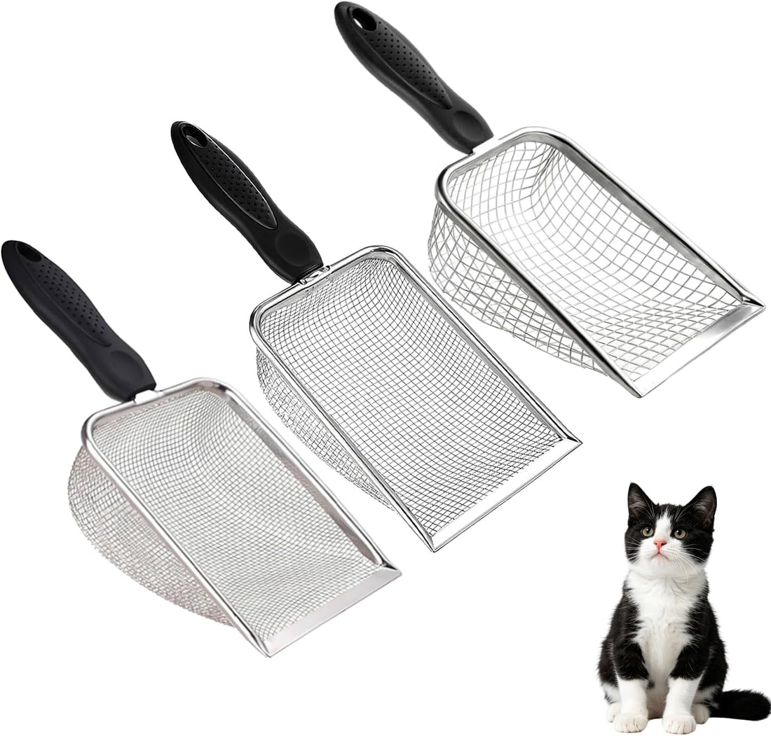 3PCS Cat Litter Scoop, Mesh Kitty Litter Scooper (2.8/3.8/5mm Mesh)