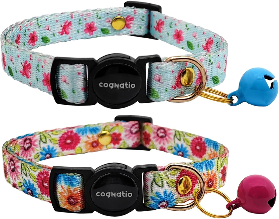 2 Pack Breakaway cat Collars with Bell,Safety Quick Release Pendant