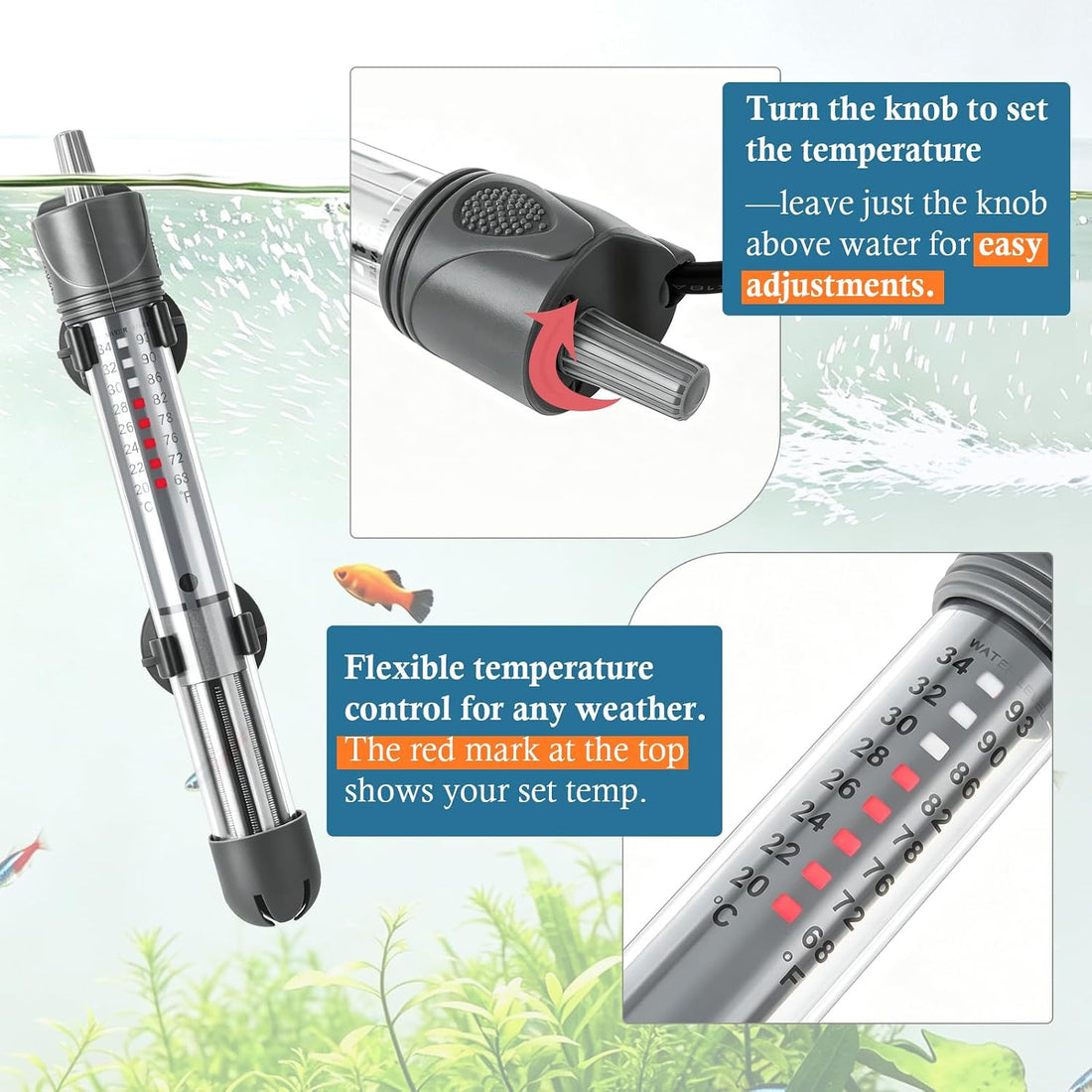 HITOP 50W Adjustable Aquarium Heater
