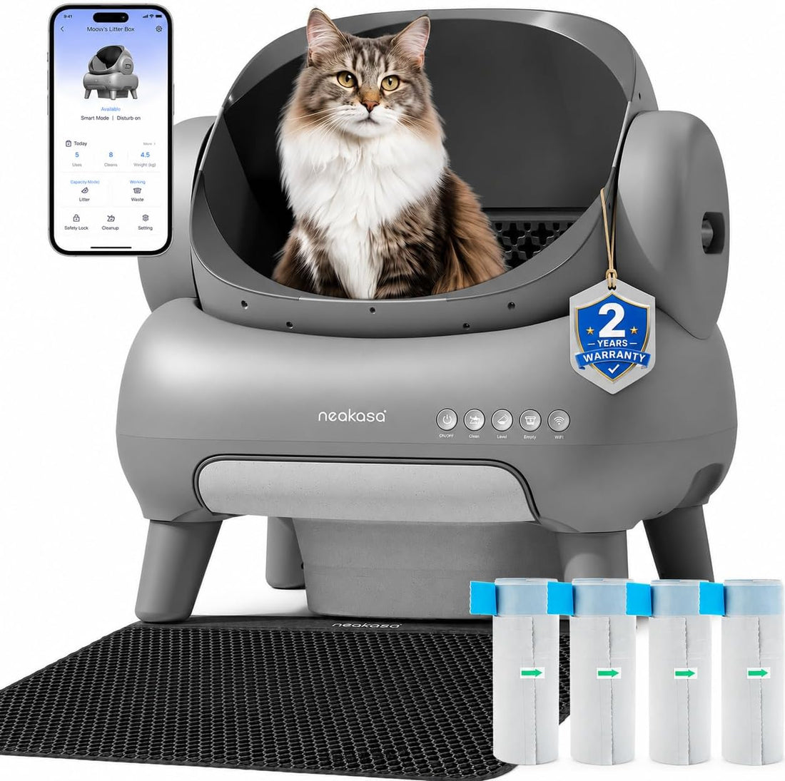 Neakasa M1 Plus Self-Cleaning Litter Box Bundle with 2-Year