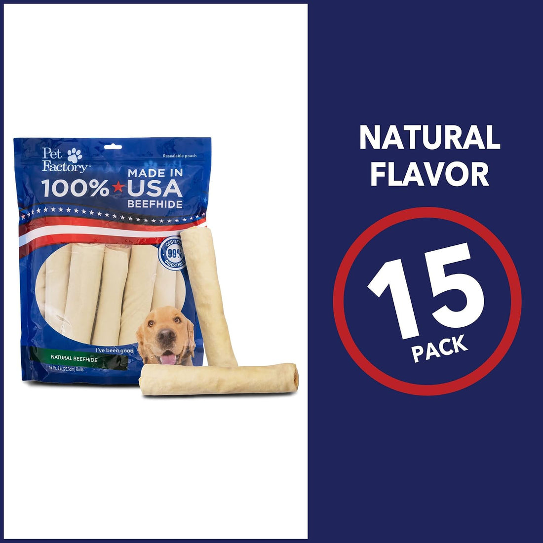 Pet Factory Made in USA Beefhide Rolls