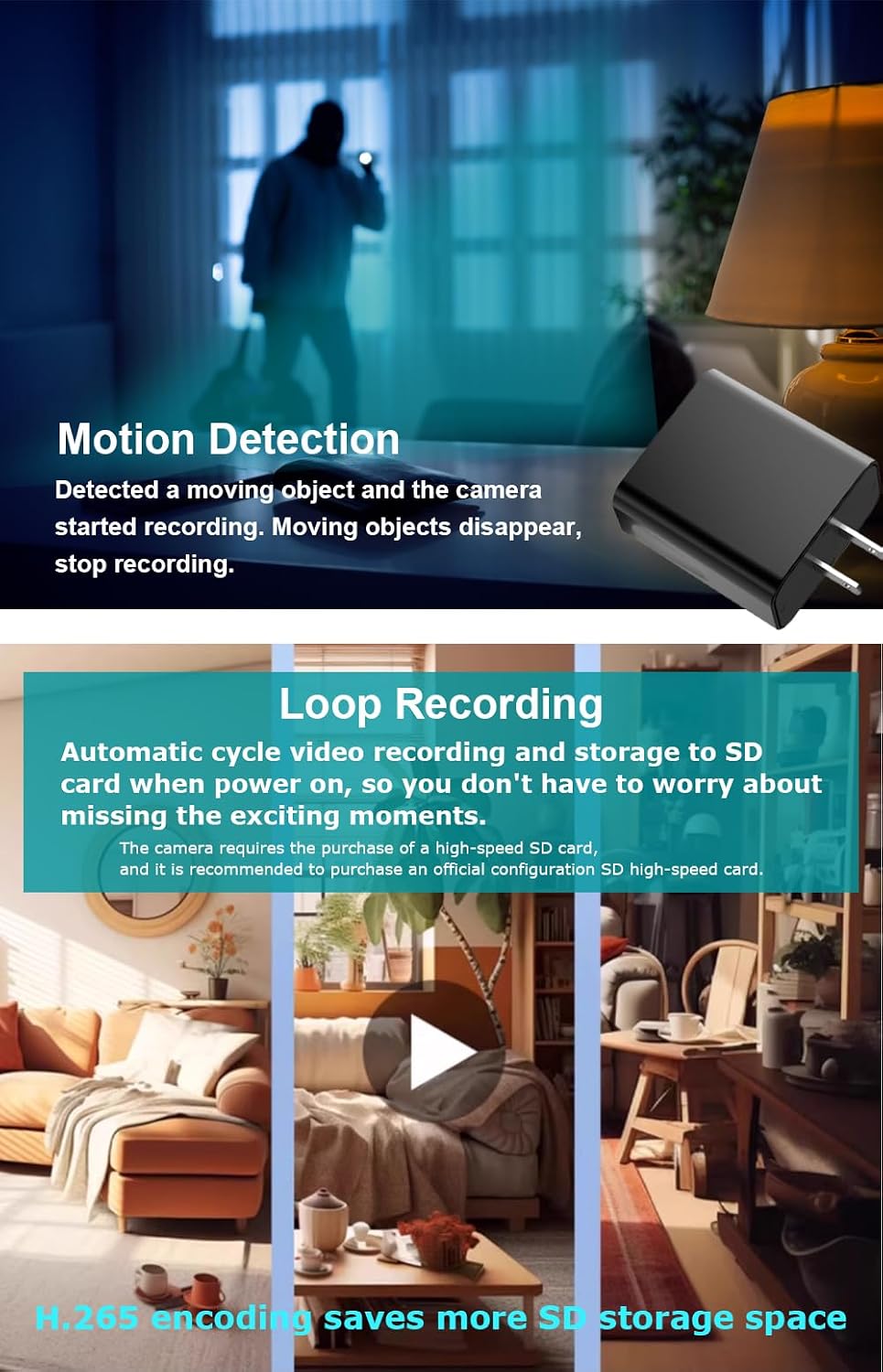 2026 Upgrated 4K Charger Camera,Indoor Security Camera