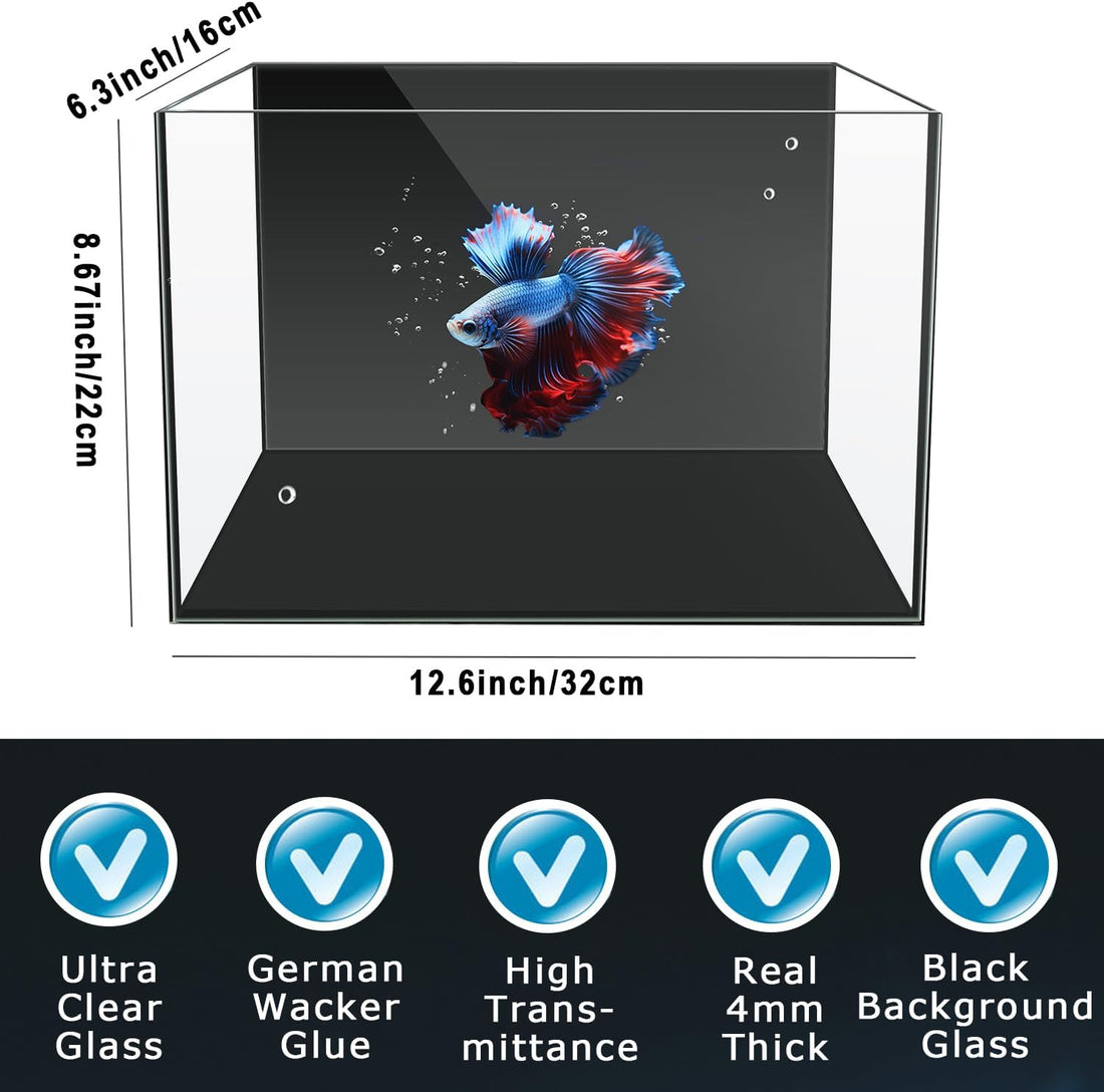 3 Gallon 12.6” L Fish Nano Glass Aquarium