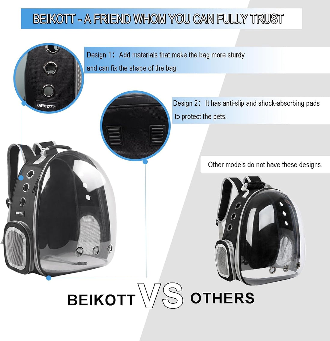 BEIKOTT Cat Backpack Carrier, Pet Backpack