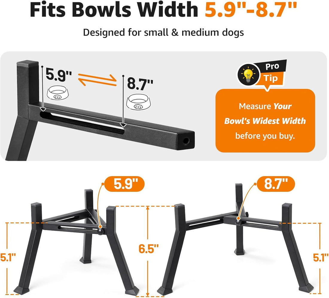 LOOBANI Elevated Dog Bowl Stand Adjustable 5.9"-8.7" Width